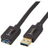 Amazon Basics Cavo prolunga 3.0 USB-A maschio/USB-A femmina, 1 m, Confezione da 2, Nero