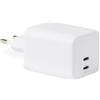 Amazon Basics Caricabatterie da Parete Nano GaN USB-C con Ricarica Rapida, 65W a 2 Porte per Laptop, Tablet e Smartphone, Bianco