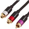 Amazon Basics Cavo adattatore splitter RCA a Y con 2 femmine su un'estremità e 1 RCA maschio, placcato oro, 30.5 cm, Nero