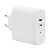 Amazon Basics Caricabatterie da parete USB-C a 2 porte, 68 W, GaN, per laptop, tablet e telefoni alimentati, bianco (non PPS), 6,6 x 2,94 x 6,24 cm