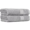 Amazon Basics Set Asciugamani Bagno Spugna 100% Cotone Asciugamani Viso 50x100 cm, Grigio, Confezione 2 Pezzi