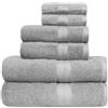 Amazon Basics Set Asciugamani Bagno Spugna 100% Cotone 2 Teli + 2 Viso + 2 Ospite, Grigio, Confezione 6 Pezzi