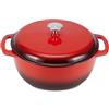 Amazon Basics Casseruola Rotonda in Ghisa Smaltata con Coperchio, 4,1 L, Rosso