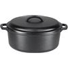 Amazon Basics Rotondo Casseruola in ghisa pretrattata con doppi manici, 6,62 L, Nero