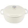 Amazon Basics Casseruola Rotonda in Ghisa Smaltata con Coperchio, 6,9 L, Bianco
