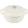 Amazon Basics Casseruola Rotonda in Ghisa Smaltata con Coperchio, 5,7 L, Bianco