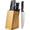 Amazon Basics Set di 14 coltelli con Ceppo, 14 Pezzi, Nero