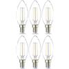 Amazon Basics lampadine a LED, con attacco Edison E14, piccole, a oliva, da 2.1 W (equivalenti a 25 W), con filamento in vetro trasparente, non dimmerabili, Confezione da 6, Bianco Caldo