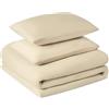 Amazon Basics Set Copripiumino Matrimoniale in Microfibra Prelavata, Extra Morbido con Effetto Naturale Arricciato, Non Necessita Stiratura, Copripiumino da 240 x 220 cm e 2 Federe da 50 x 80 cm,Beige