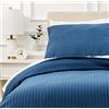Amazon Basics Set copripiumino Singolo in microfibra, 2 pezzi, copripiumino da 135 x 200 cm e 1 federa da 80 x 80 cm, Blu Navy, a righe