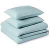 Amazon Basics Set Copripiumino Matrimoniale in Microfibra Prelavata, Extra Morbido con Effetto Naturale Arricciato, Non Necessita Stiratura, Copripiumino da 240 x 220 cm e 2 Federe da 50 x 80 cm, Blu