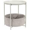 Amazon Basics Rotondo Tavolino lato divano con spazio per stoccaggio, bianco con tessuto melange grigio, 44.96 P x 44.96 l x 48H cm, Crema / Avorio