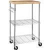 Amazon Basics scaffale da cucina portatile a 3 ripiani su ruote girevoli con 2 ripiani regolabili, capacità 175 libbre, 53 x 38 x 92 cm (lunghezza x larghezza x altezza), In Legno/Cromato
