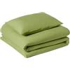 Amazon Basics Set Copripiumino Singolo in Microfibra Prelavata, Extra Morbido con Effetto Naturale Arricciato, Non Necessita Stiratura, Copripiumino da 135 x 200 cm e 1 Federa da 50 x 80 cm, Verde