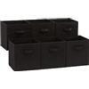 Amazon Basics Cubo/organizer portaoggetti pieghevole in tessuto, con maniglia, 26.67 x 26.67 x 27.94 cm, (confezione da 6), Nero, Tinta Unita