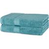 Amazon Basics Set Asciugamani Bagno Spugna 100% Cotone Biologico Telo Doccia 76x137 cm, Verde Acqua, Confezione 2 Pezzi