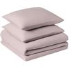 Amazon Basics Set Copripiumino Matrimoniale in Microfibra Prelavata, Extra Morbido con Effetto Naturale Arricciato, Non Necessita Stiratura, Copripiumino da 240 x 220 cm e 2 Federe da 50 x 80 cm,Viola