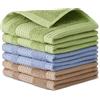 Amazon Basics Strofinacci da Cucina in Cotone Bio a Nido d'Ape, Ultra-Assorbenti, ad Asciugatura Rapida, Privi di Pelucchi, 30,5cm x 30,5cm, Confezione da 6 (2 Marroni, 2 Verde, 2 Blu Scuro)