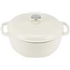 Amazon Basics Casseruola Rotonda in Ghisa Smaltata con Coperchio, 4,1 L, Bianco
