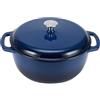 Amazon Basics Casseruola Rotonda in Ghisa Smaltata con Coperchio, 5,7 L, Blu Navy