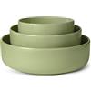 Amazon Basics Ciotole in Gres Smaltato, Set di 3 Pezzi, Lavabili in Lavastoviglie, Verde Oliva