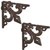 Relaxdays staffe per scaffali stile antico, set 4, ghisa marrone | Ornamento a forma di giglio, staffa da parete vintage per ripiano