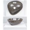 Wohnfreuden Lavabo in pietra naturale da 35 cm, in pietra di fiume, grigio, ovale, esterno lucidato WOHNFREUDEN