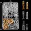 QWORK Kit Connettori Elettrici a Proiettile da 3,9mm, 400 Pz Terminali Filo Ottone Maschio e Femmina a Crimpare Doppi con Coperchio Isolante per Moto Auto Strumenti Elettrici