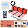 Warmcoin® Kit Completo Riscaldamento a Pavimento Elettrico 160W/m² - Stuoia Autoadesiva 5,0 m² (0,5x10m) - Per Piastrelle, Laminato e Parquet - Con Termostato WiFi W51 Bianco