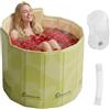 YTACREA Vasca da Bagno Schienale Pieghevole per Adulti, Vasca Ghiaccio Crioterapia, Vasca da Bagno Indipendente per Docce Calde e Fredde, Include Cuscino, Tubo di Scarico, 70 * 65CM (Verde)