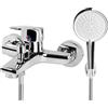 Eozakavod Rubinetto da Bagno a Parete con 5 Modalità Doccetta, Miscelatore Vasca in Ottone Solido, Facile Installazione Per Vasca e Doccia (Argento)