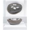Wohnfreuden Lavabo in pietra naturale da 35 cm, in pietra di fiume, grigio, ovale, esterno lucidato WOHNFREUDEN