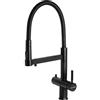 SmartWater Smart Tap Flex Nero, Rubinetto Cucina 5 Vie in Acciaio Inossidabile con Doccetta Flessibile Estraibile, Acqua Calda, Fredda e Depurata, Compatibile con Osmosi e Gasatore