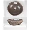 wohnfreuden Lavabo da appoggio in pietra di fiume, 30 cm, ovale, grigio, in pietra naturale, massiccio, durevole, pezzo unico