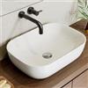 HOROW lavabo da appoggio | Lavandino Bagno Ovale in Ceramica Senza Troppopieno per Appartamento e Bagno Ospiti, 46x33 cm, Bianco