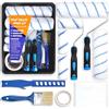 POWZOO Set 12 Attrezzi Pittura,Set Rotolo Di Vernice | per pareti e soffitte,Rulli e Manici Ergonomici Anti Goccia,Con vassoio,Pennello,Nastro,Pellicola e Raschietto