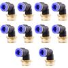 ANGEEK set da 10 pezzi, 10 mm - 1/2, raccordi pneumatici a gomito a 90° con filettatura maschio PT, adatti per il collegamento rapido di tubi flessibili, accessori compressori d'aria