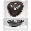 Wohnfreuden Lavabo in pietra naturale da 35 cm, in pietra di fiume, grigio, ovale, esterno lucidato WOHNFREUDEN