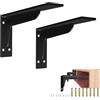 Quanerba Staffe per Mensole Pesanti, Cerniere A 90 Gradi, Reggi Mensola Da Muro,Nero 20cm/30cm/40cm (16IN/40CM-2pcs)