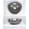 Wohnfreuden Lavabo in pietra naturale da 35 cm, in pietra di fiume, grigio, ovale, esterno lucidato WOHNFREUDEN