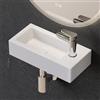 HOROW lavatoio ceramica bianca rettangolare, compatto lavandino piccolo bagno, piletta lavabo escluso, lavabo bagno sospeso, con 1 foro per rubinetto a destra, 370x180x90 MM