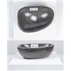 Wohnfreuden Lavabo in pietra naturale da 35 cm, in pietra di fiume, grigio, ovale, esterno lucidato WOHNFREUDEN