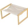 HUOLE Cuccia Per Gatti Rialzata, Letto Traspirante e Comodo per Gatti, Struttura Durevole in Legno Massiccio,Adatti a Gatti,Cuccioli.Cuscino in Lino Lavabile. Esterno e Interno-50 * 40 * 25 cm-bianco