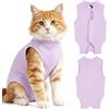 OFFCUP Body Gatto Post Operatorio Sterilizzazione,2 Viola Tuta Da Recupero,Recovery Vestito,Tutina Post Chirurgia per Gatti Cani,Per Impedire Leccare Ferita Addominale Dopo L'intervento Chirurgico(L)