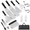 AMZMUKAUP Set di Spatola e Raschietto per Barbecue, AMZMUKAUP 12 Pezzi Kit BBQ di Utensili Teppanyaki Acciaio Inox Accessori per Griglia Cucina da Campeggio, Barbecue all'aperto, Feste in Cortile