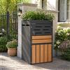 Muskel Contenitore per bidoni della spazzatura con fioriera, armadio da giardino multifunzione in acciaio zincato, armadio per esterni con ventilazione a lamelle, porte chiudibili e catena di sicurezza per