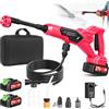 Yelyee Idropulitrice a batteria da 120 bar e 1700 PSI con ugello 6 in 1 e ugello per schiuma, 2 batterie da 3,0 Ah e tubo flessibile da 5 m, pulizia potente per auto e giardino.