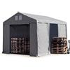TOOLPORT Tendone deposito 4x6 m Tendone Industriale Tendostruttura con Altezza Laterale 3m Grigio telone in PVC 850 N Impermeabile utilizzo continuativo con Apertura con Cerniera