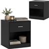 Relaxdays comodino 2x, con cassetto e vano aperto, 41x39x28cm, colore nero