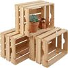 Relaxdays Set di 3 cassette in legno vintage, 25x40x30 cm, naturale